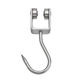 Verzinkte Riemenscheibe für Träger, mit Lagern, komplett mit Haken, d12x50, Edelstahl AISI 304.