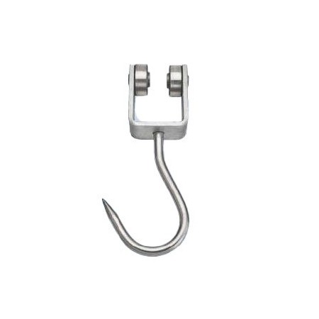 Verzinkte Riemenscheibe für Träger, mit Lagern, komplett mit Haken, d12x50, Edelstahl AISI 304.