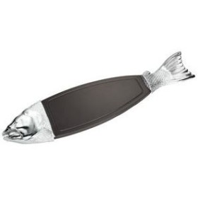 Black polyethylene salmon cutting board.