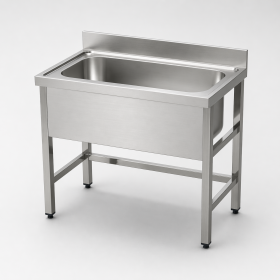 Évier sur pieds, 4 tailles au choix x850h, 1 seau profondeur 350mm, acier inox AISI 304