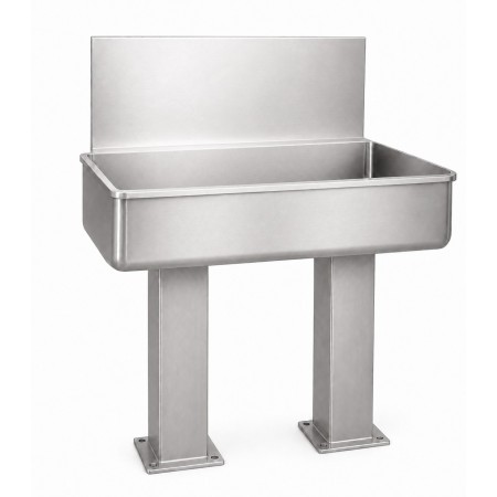 Lavatório de parede com duas cubas e 2 pedais (água quente e fria)