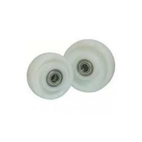 Roda de niló, d200x50 eix de 20mm amb rodaments de boles inoxidable, AISI 304.