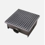 Drain 500x500x200h with basket, side outlet d110, AISI 304 stainless steel.