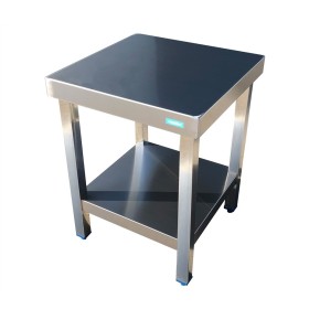 Taula auxiliar baixa central amb prestatge, 500x500x650h (adequada per a maquinària) d'acer inoxidable AISI 304.